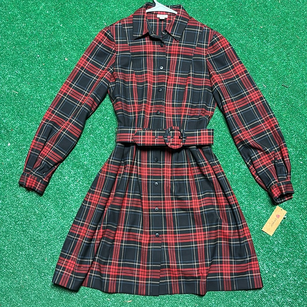 NWT Women’s Plaid long sleeve dress
